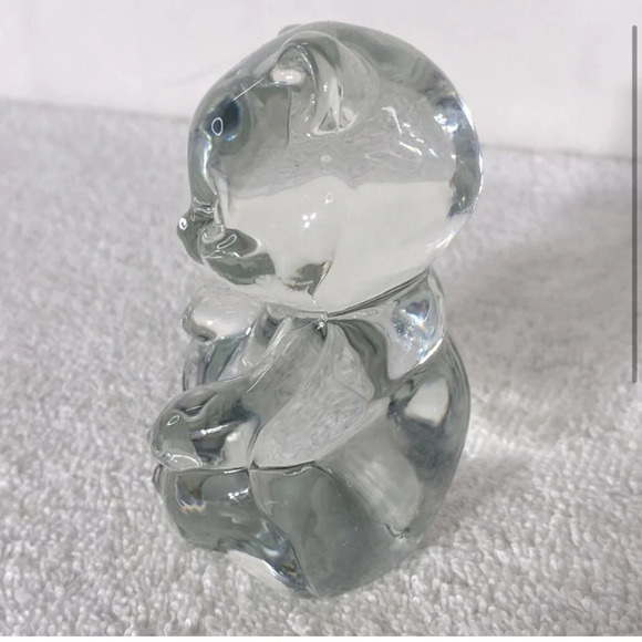 Vintage Fenton Crystal Clear Glass Bear  Paper Weight Figurine - Picture 2 of 13